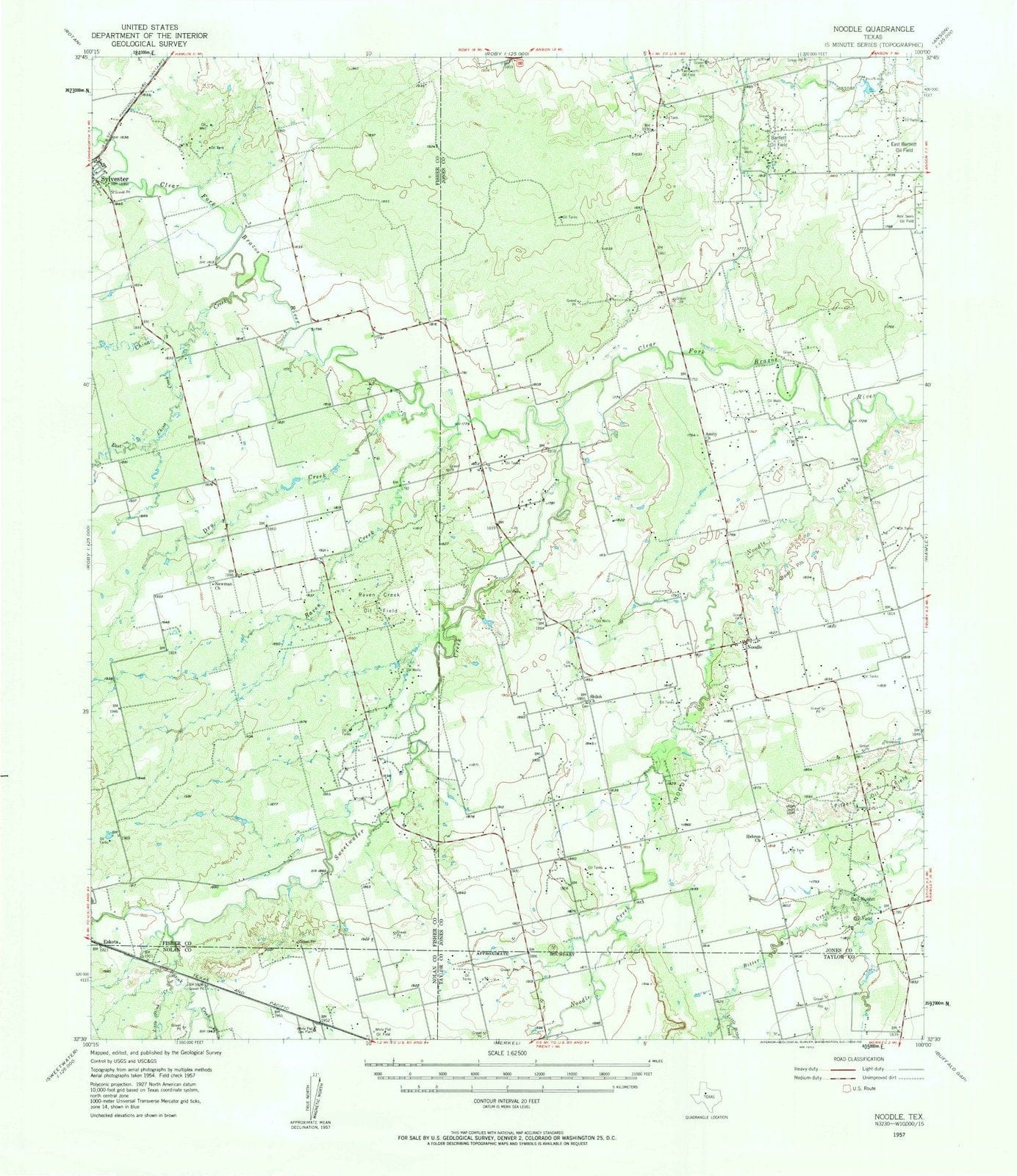 1957 Noodle, TX - Texas - USGS Topographic Map