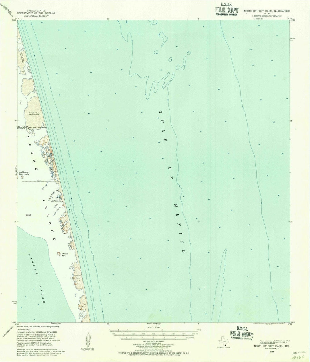 1955 North of Port Isabel, TX - Texas - USGS Topographic Map