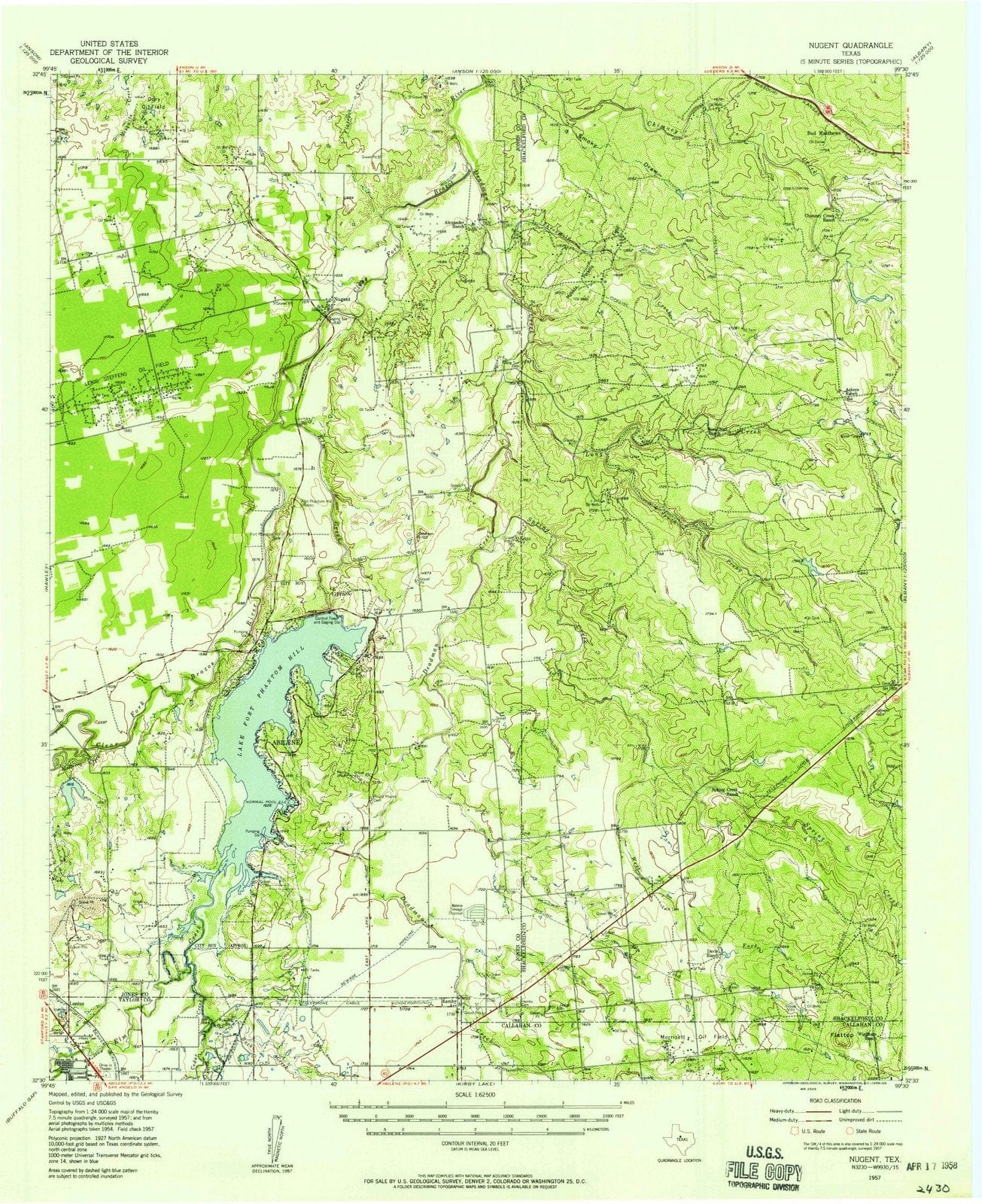 1957 Nugent, TX - Texas - USGS Topographic Map