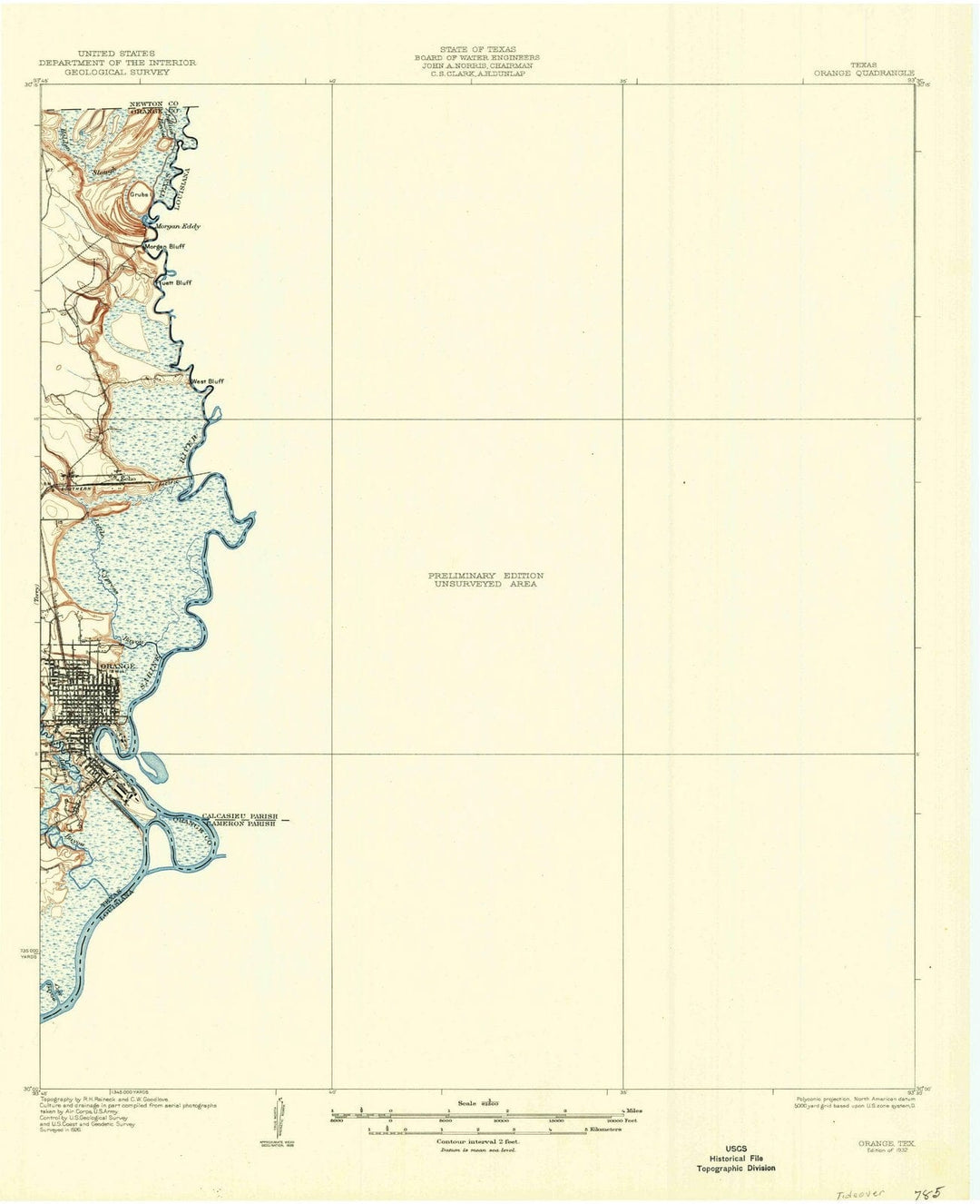 1932 Orange, TX - Texas - USGS Topographic Map