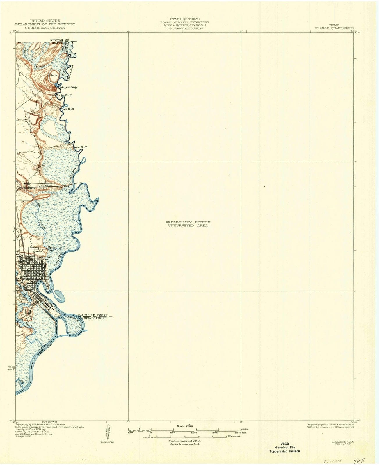 1932 Orange, TX - Texas - USGS Topographic Map