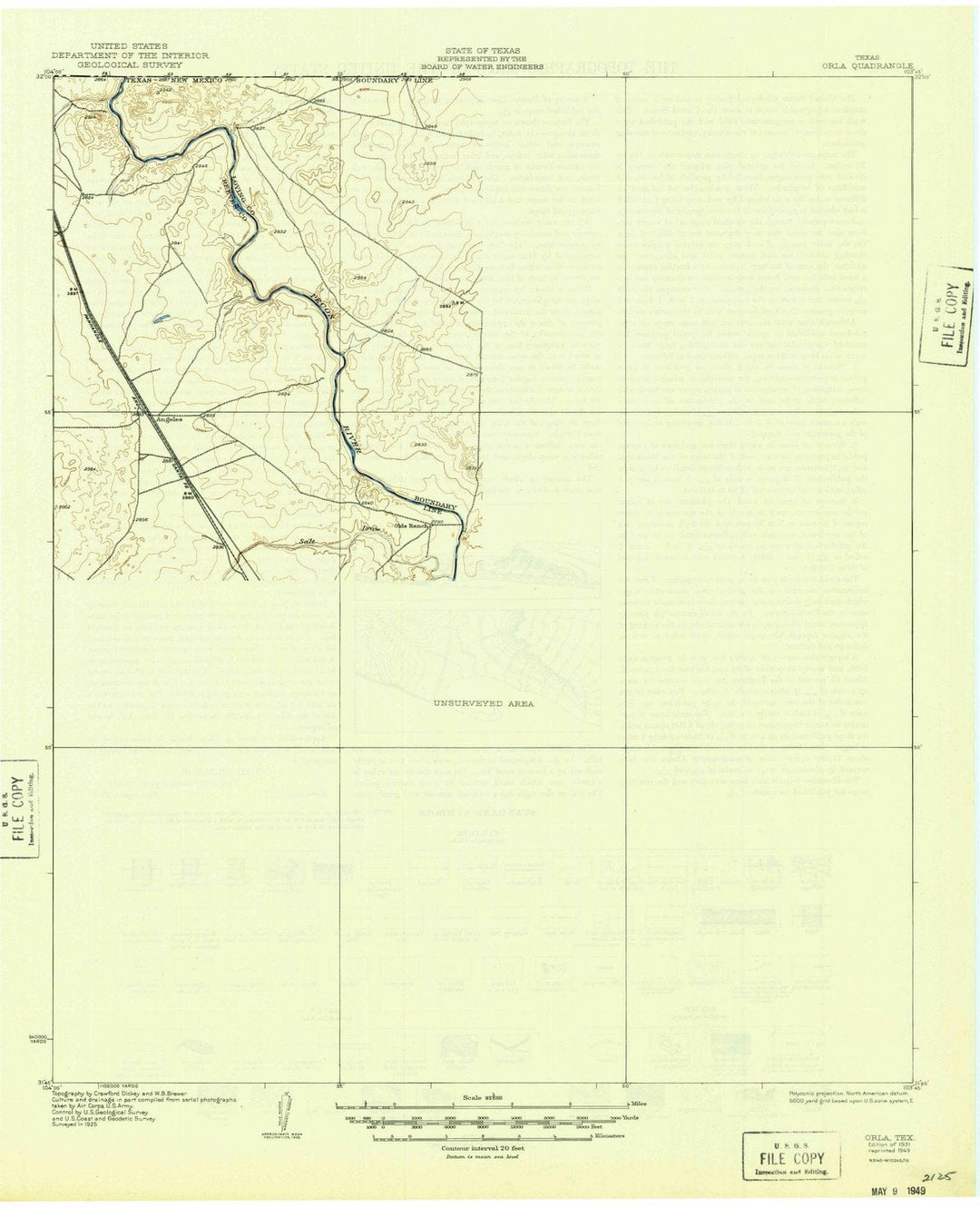 1931 Orla, TX - Texas - USGS Topographic Map