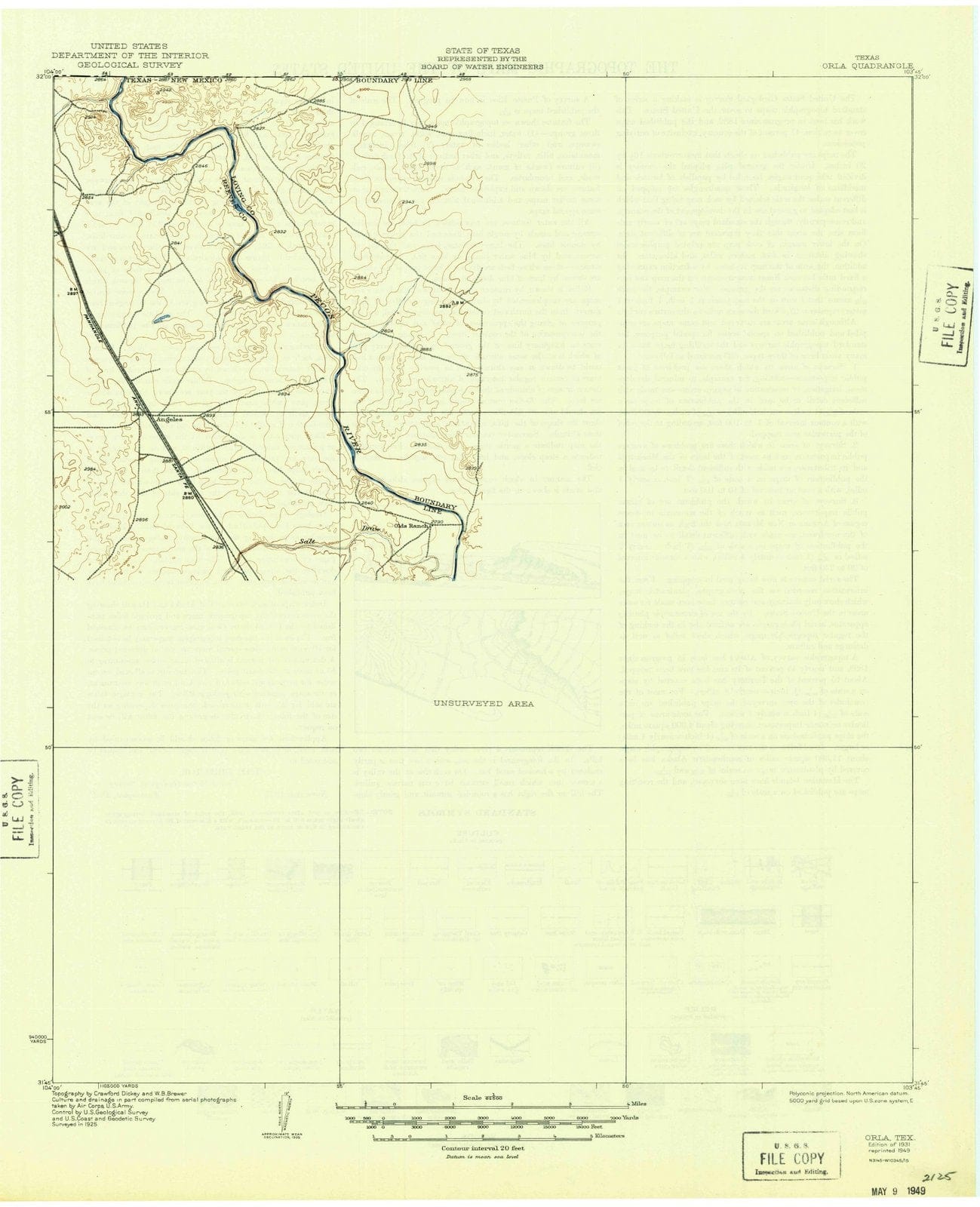 1931 Orla, TX - Texas - USGS Topographic Map