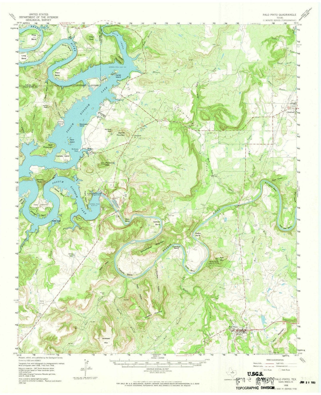 1958 Balance of Palo Pinto County, TX - Texas - USGS Topographic Map