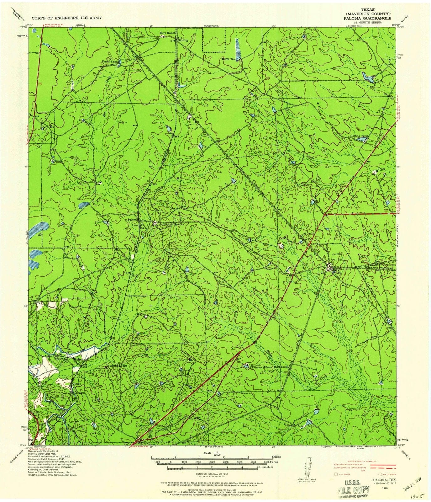 1940 Paloma, TX - Texas - USGS Topographic Map