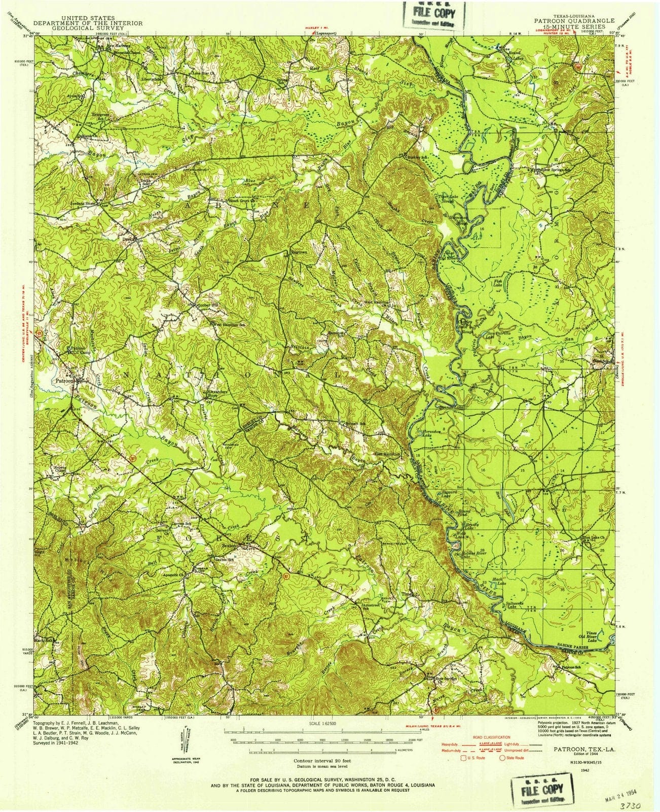 1944 Patroon, TX - Texas - USGS Topographic Map