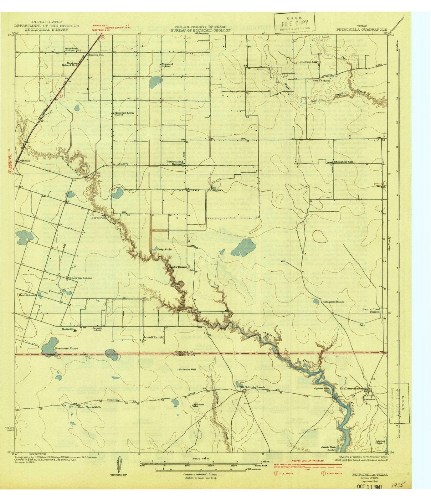 1924 Petronilla, TX - Texas - USGS Topographic Map