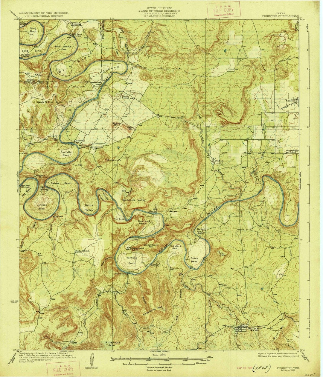 1927 Pickwick, TX - Texas - USGS Topographic Map