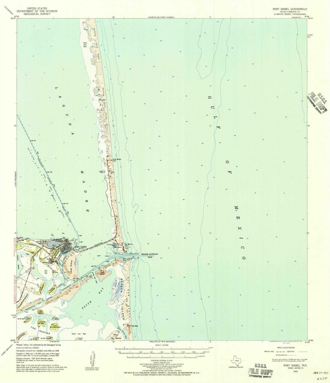 1955 Port Isabel, TX - Texas - USGS Topographic Map