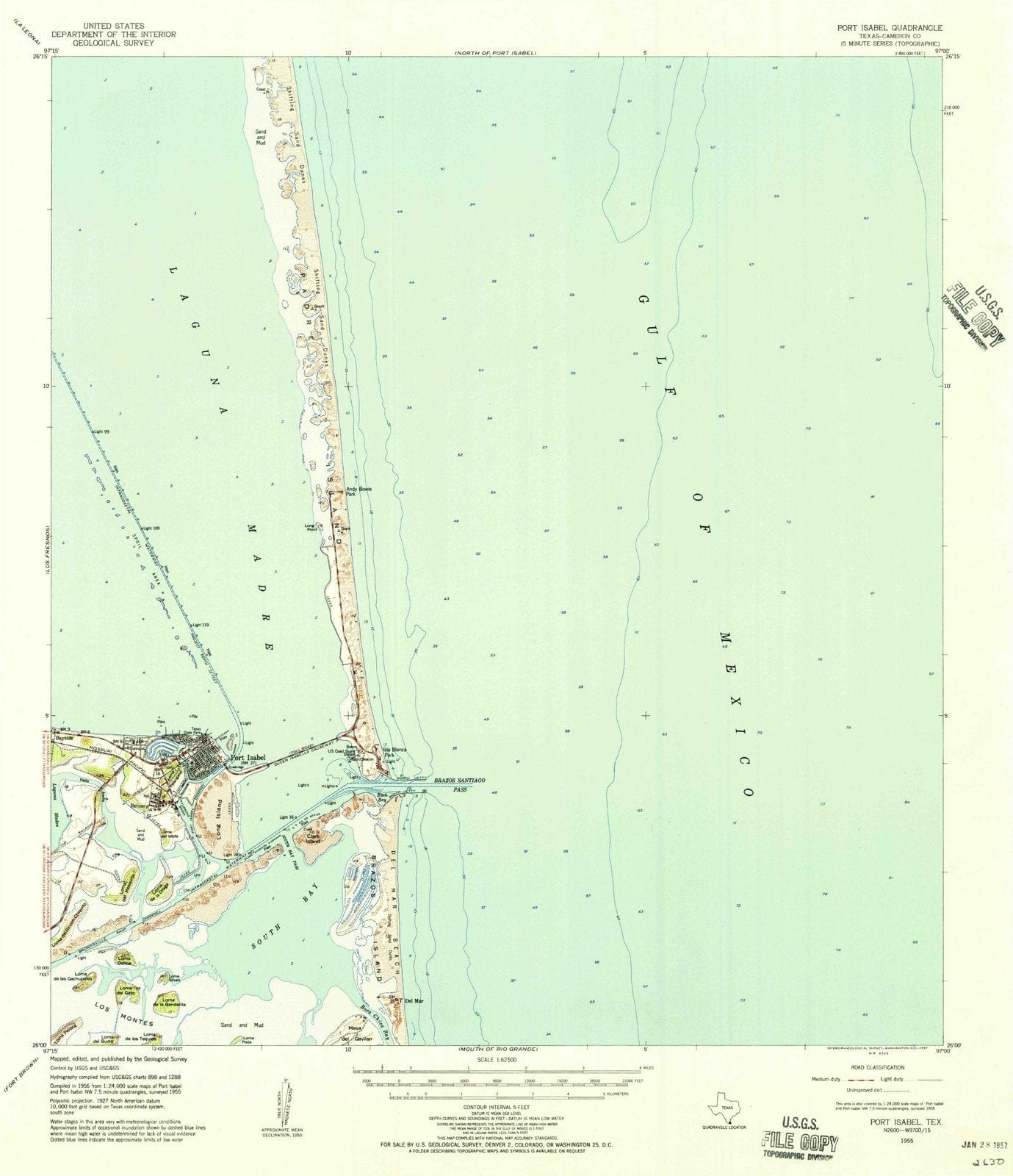 1955 Port Isabel, TX - Texas - USGS Topographic Map