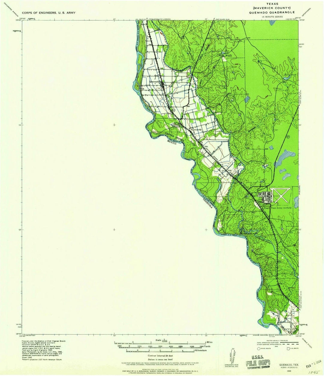 1940 Quemado, TX - Texas - USGS Topographic Map