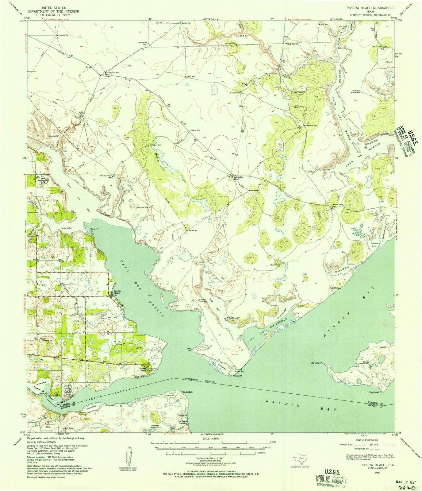 1952 Riviera Beach, TX - Texas - USGS Topographic Map