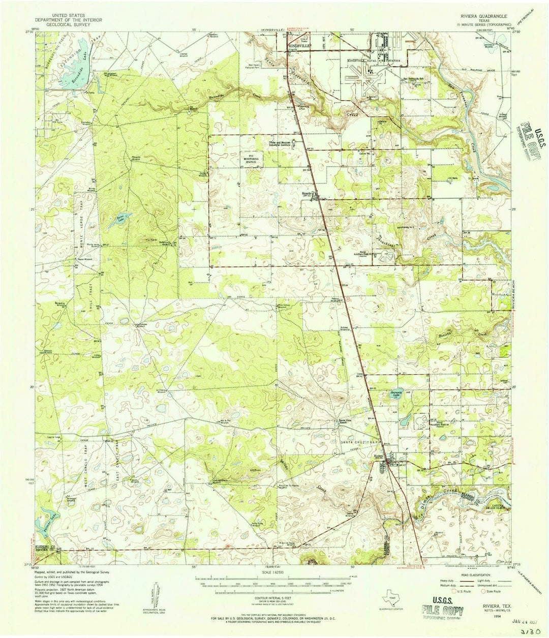 1954 Riviera, TX - Texas - USGS Topographic Map