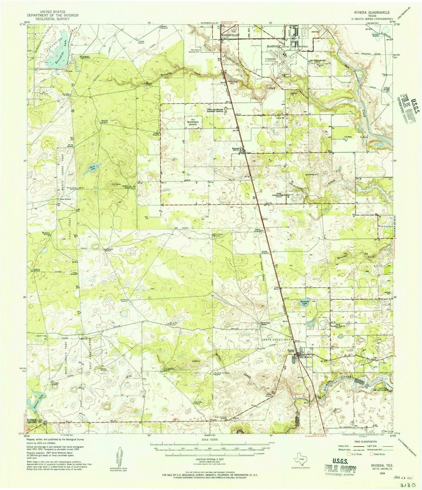 1954 Riviera, TX - Texas - USGS Topographic Map