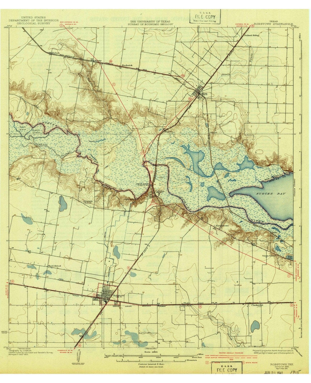 1925 Robstown, TX - Texas - USGS Topographic Map