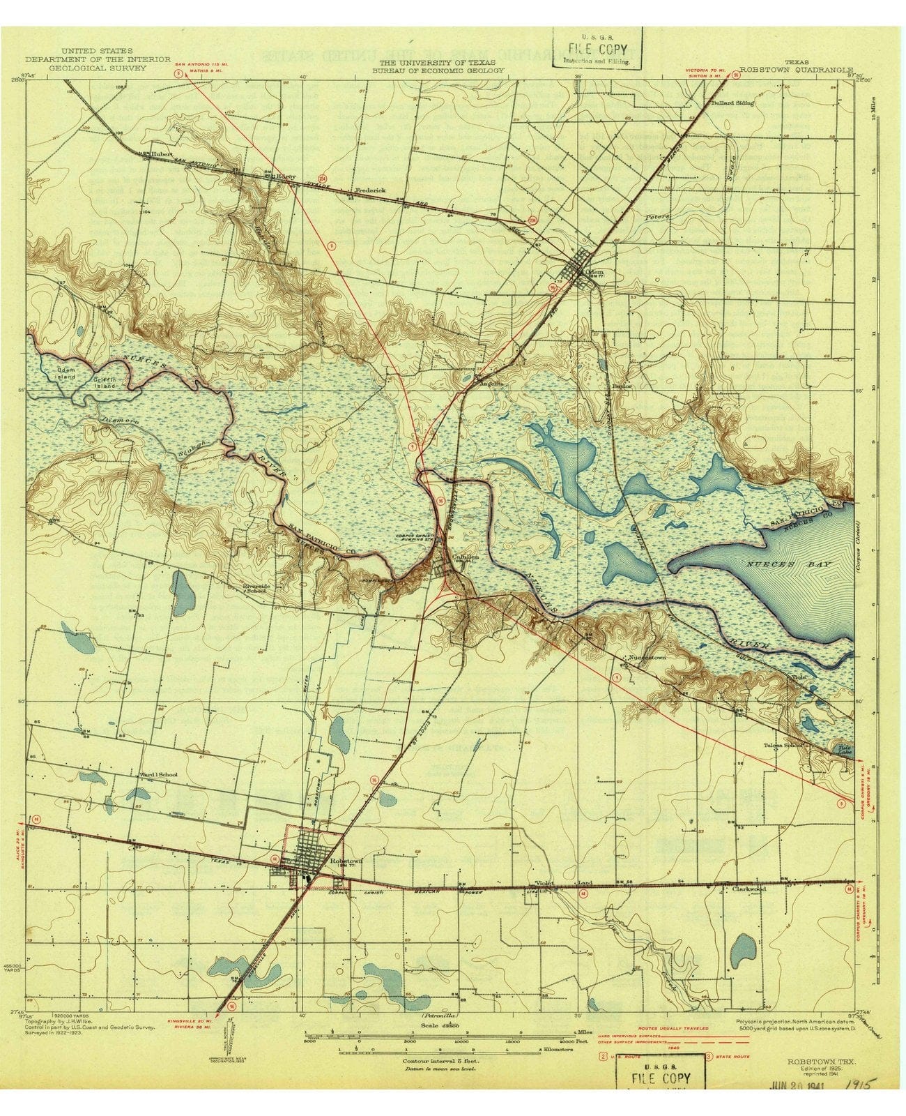 1925 Robstown, TX - Texas - USGS Topographic Map