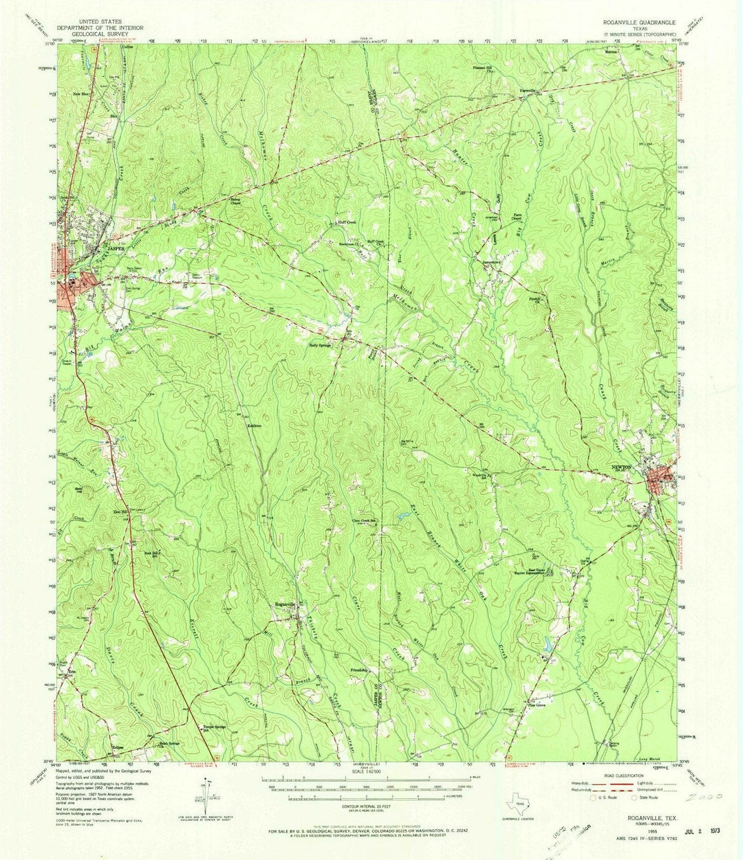 1955 Roganville, TX - Texas - USGS Topographic Map