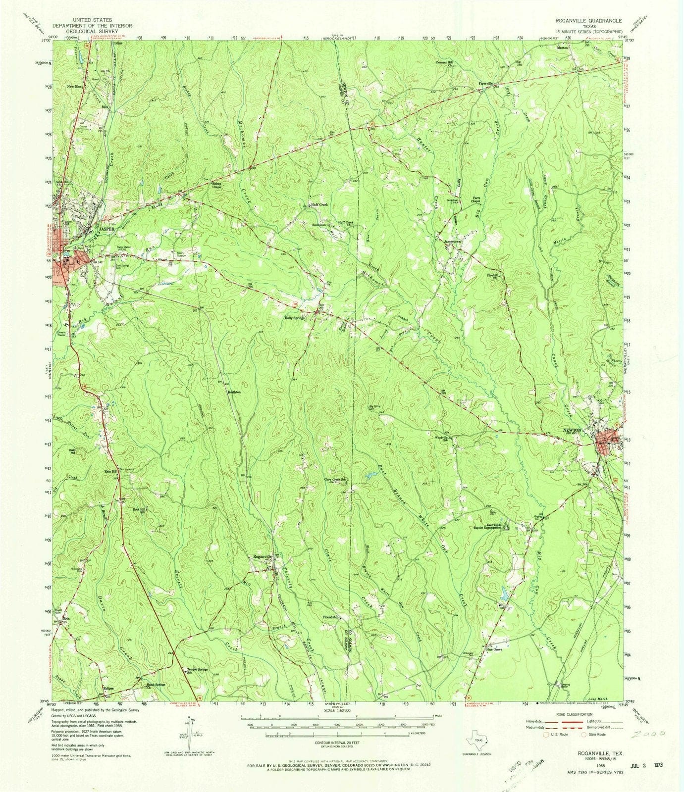 1955 Roganville, TX - Texas - USGS Topographic Map