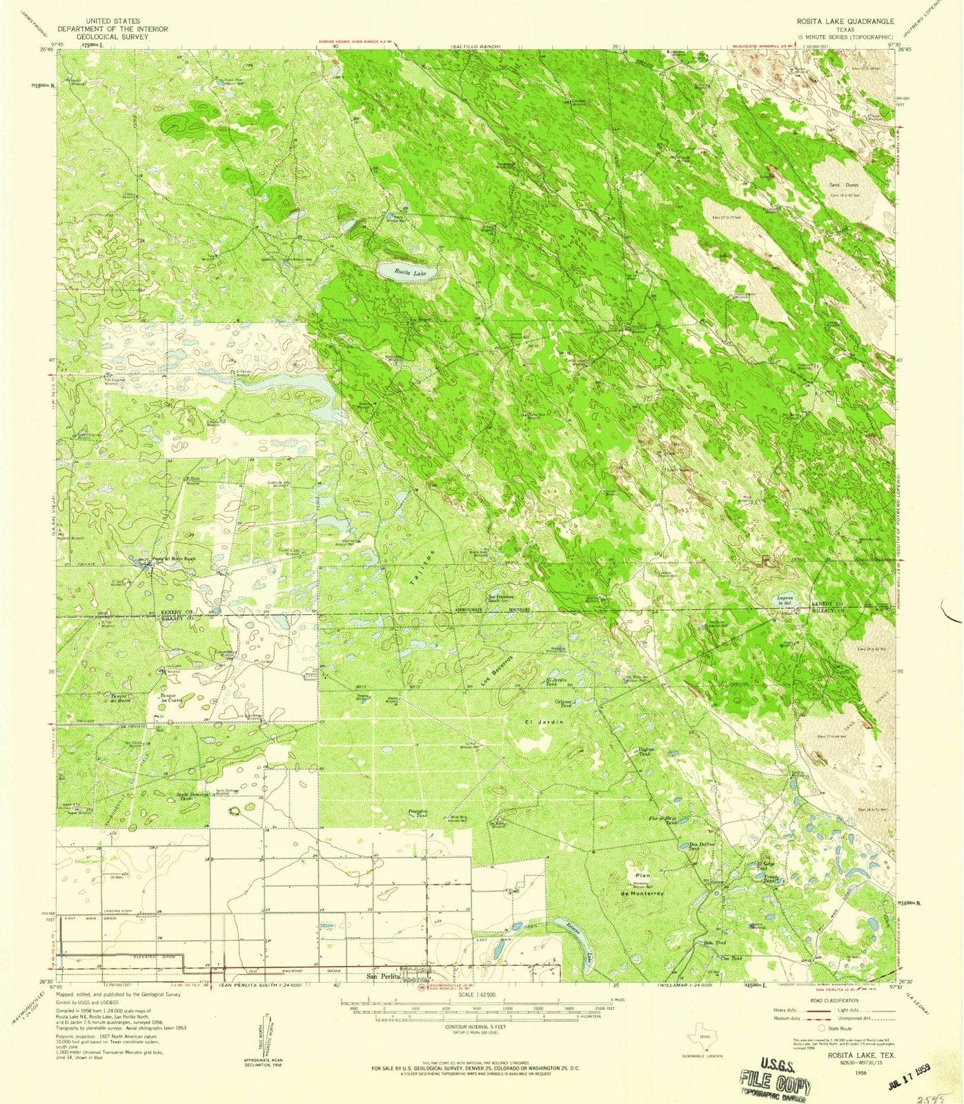 1956 Rosita Lake, TX - Texas - USGS Topographic Map