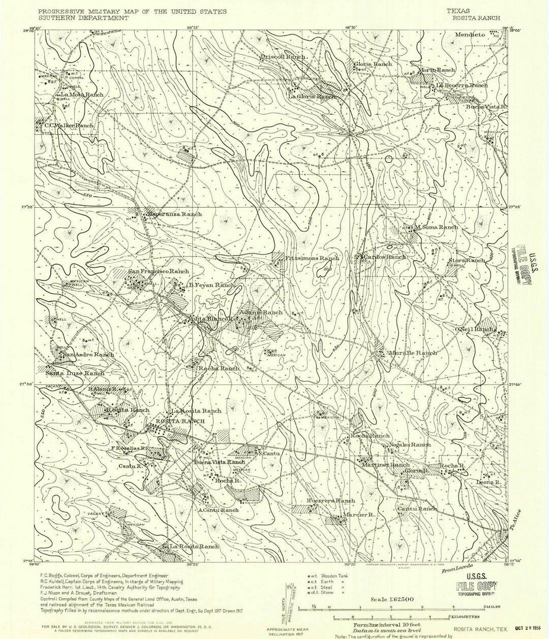 1956 Rosita Ranch, TX - Texas - USGS Topographic Map