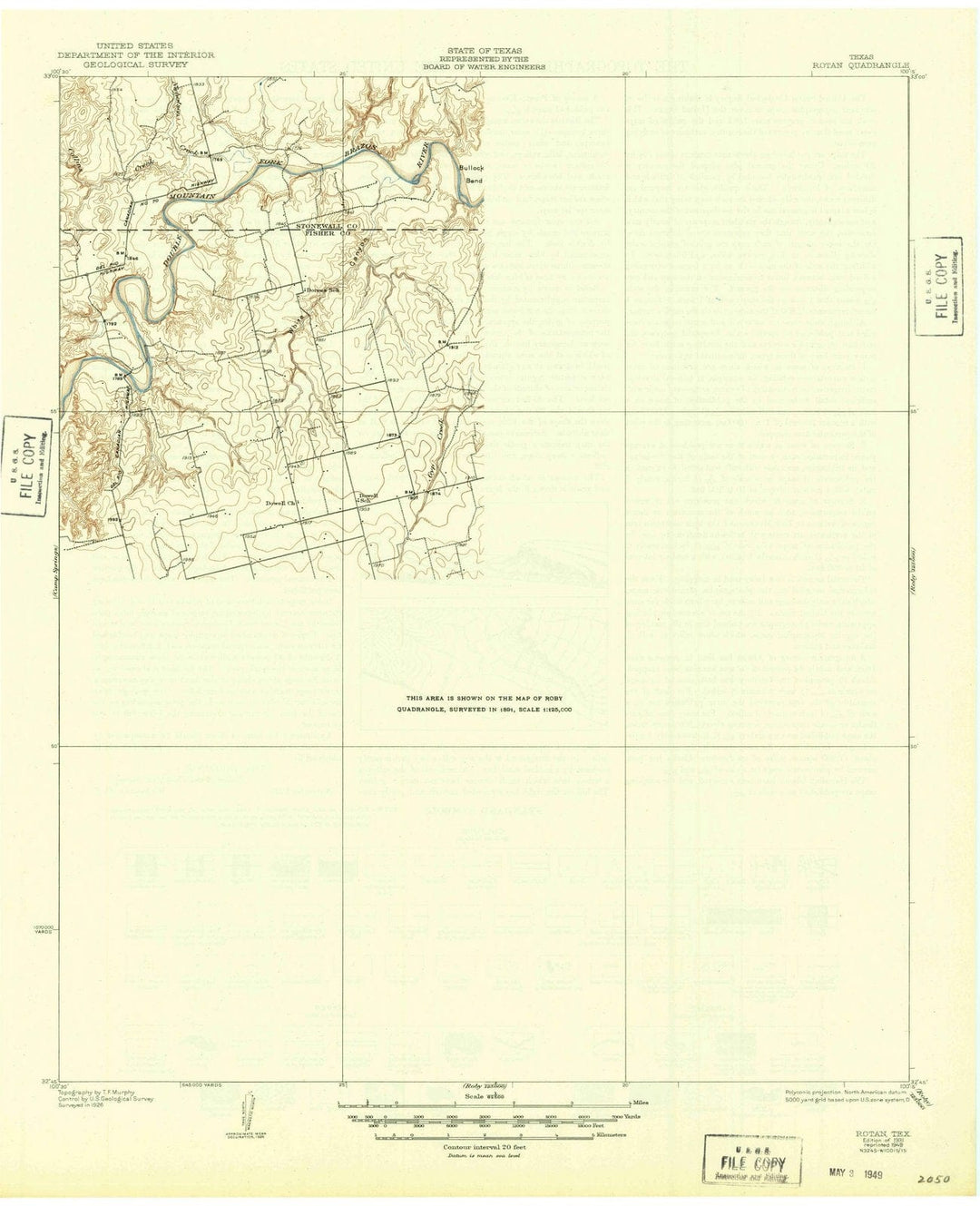 1931 Rotan, TX - Texas - USGS Topographic Map
