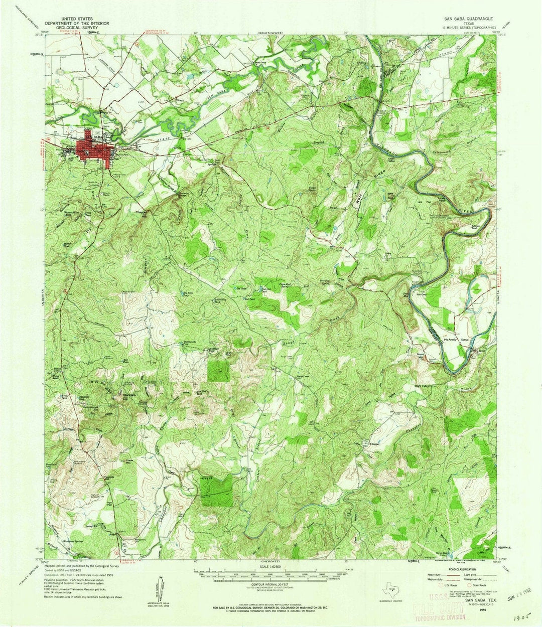 1959 San Saba, TX - Texas - USGS Topographic Map