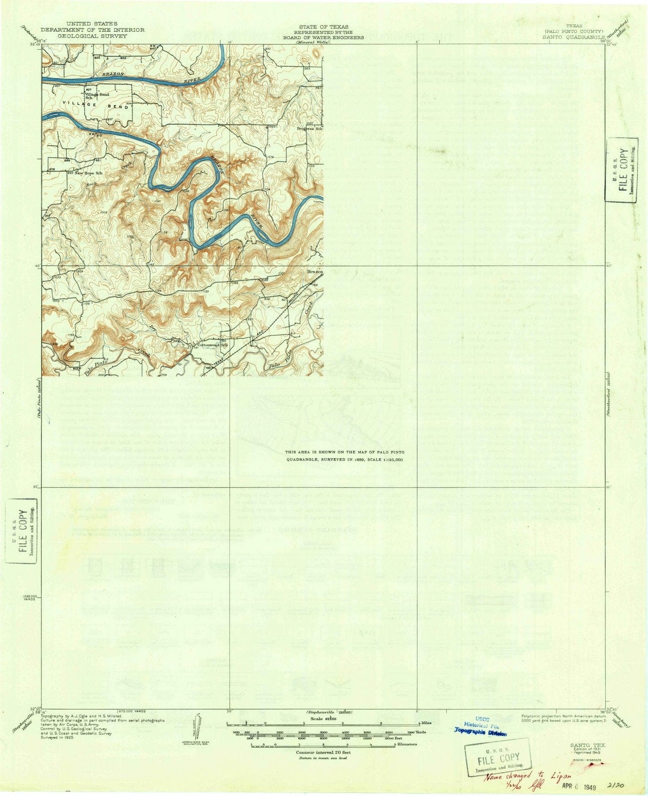 1931 Santo, TX - Texas - USGS Topographic Map