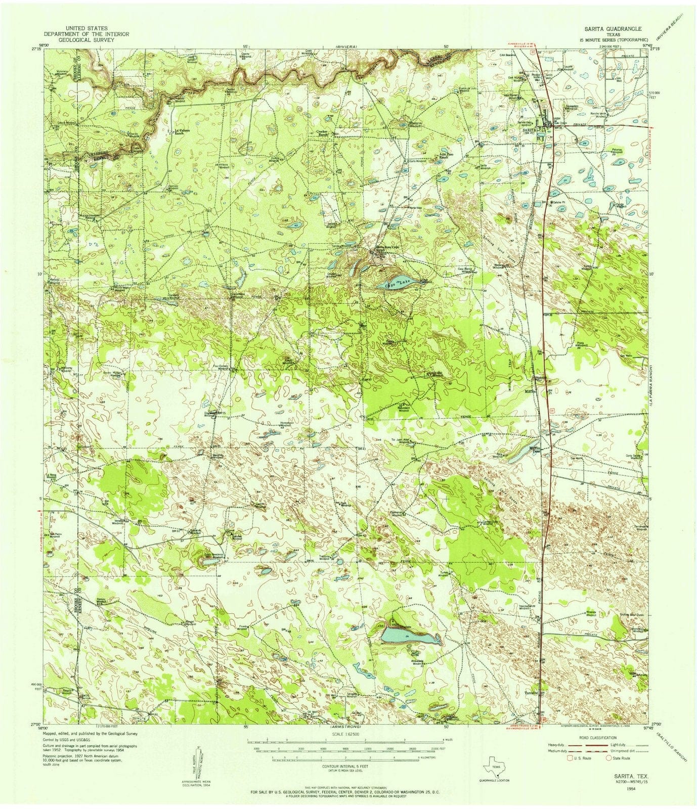 1954 Sarita, TX - Texas - USGS Topographic Map