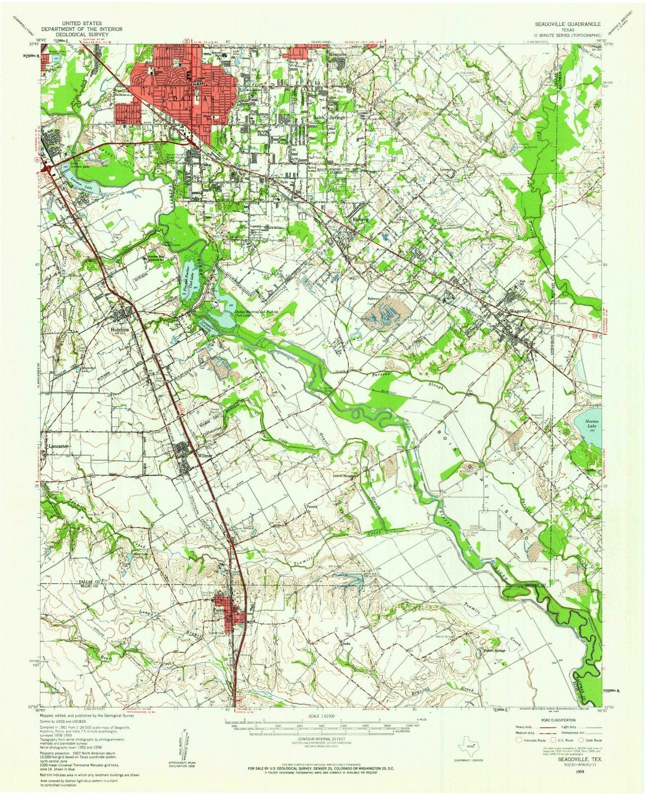 1959 Seagoville, TX - Texas - USGS Topographic Map