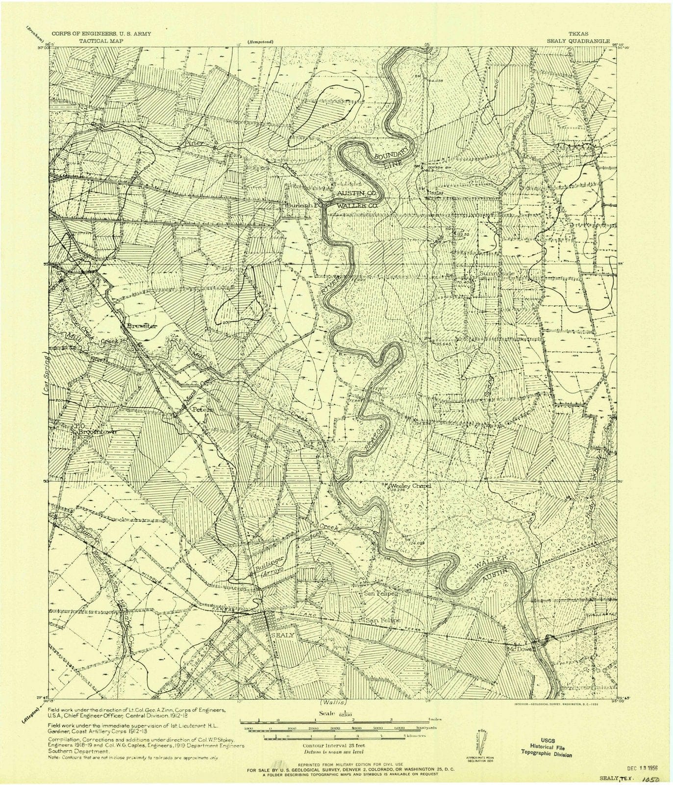 1956 Sealy, TX - Texas - USGS Topographic Map