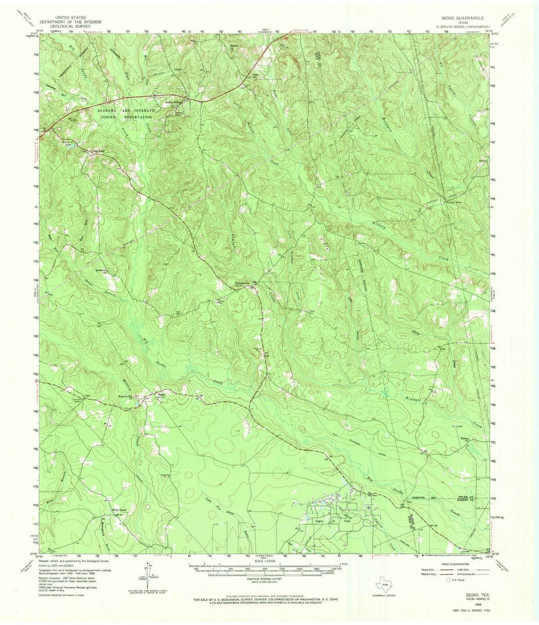 1958 Segno, TX - Texas - USGS Topographic Map