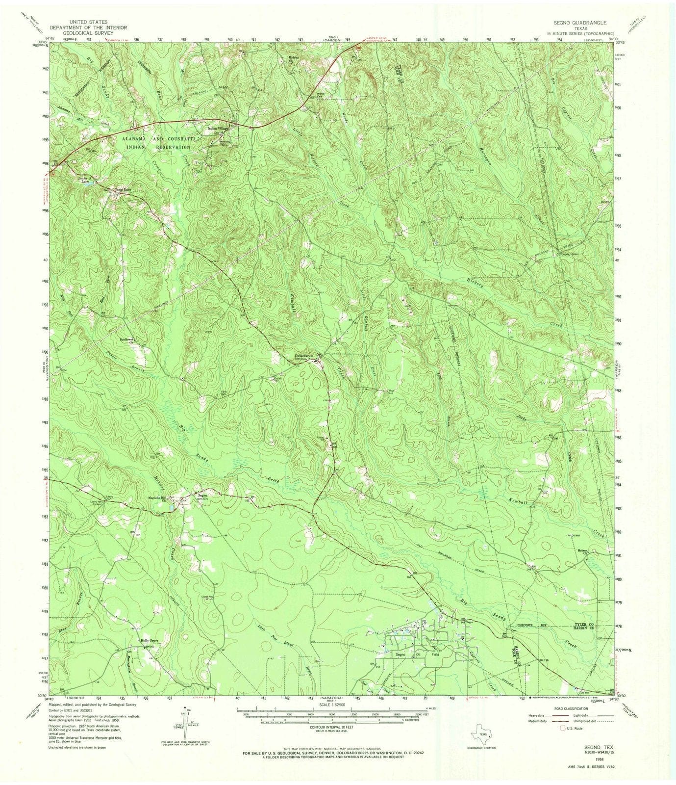1958 Segno, TX - Texas - USGS Topographic Map