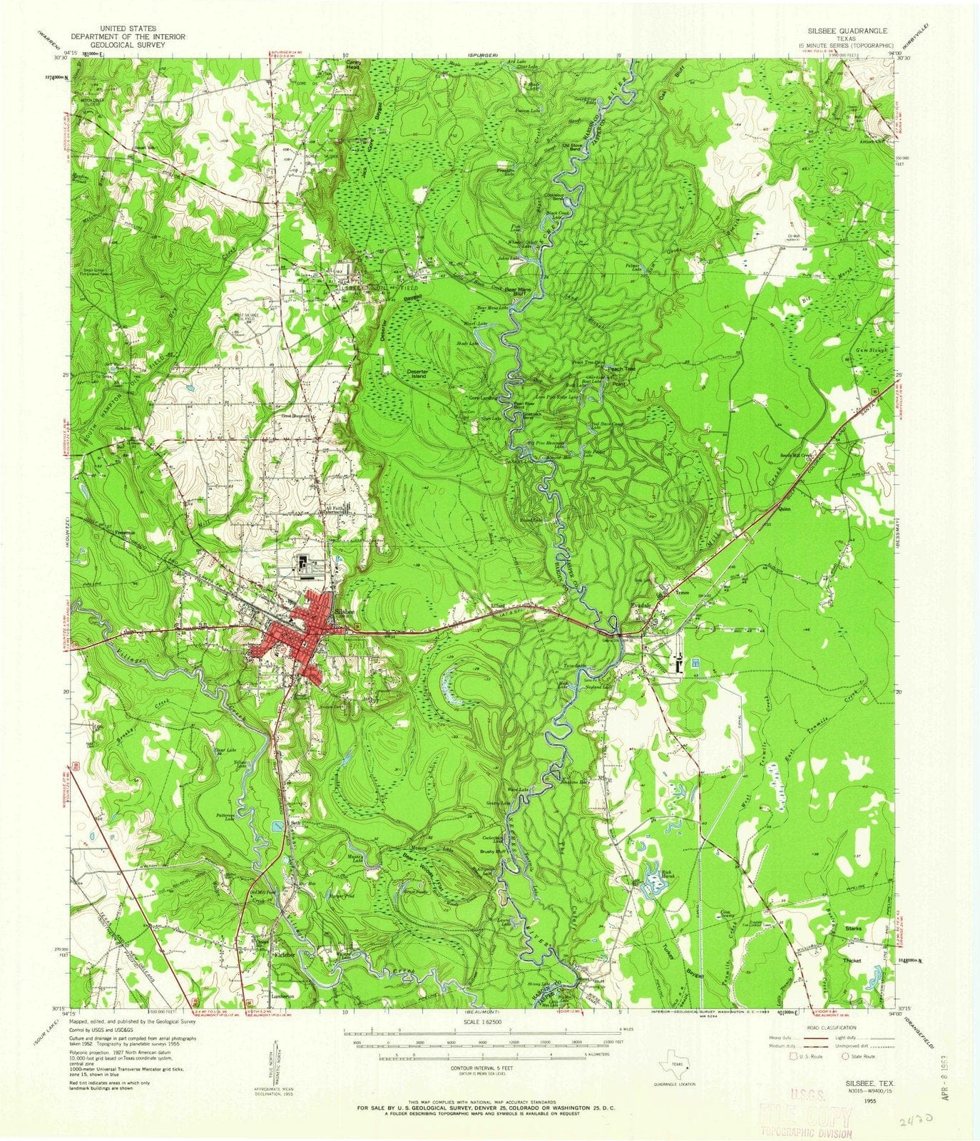 1955 Silsbee, TX - Texas - USGS Topographic Map