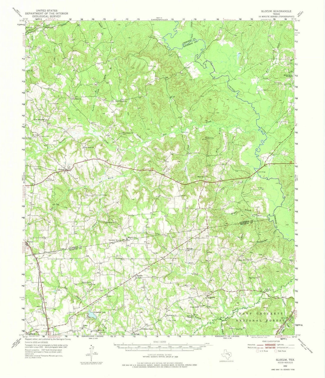 1952 Slocum, TX - Texas - USGS Topographic Map