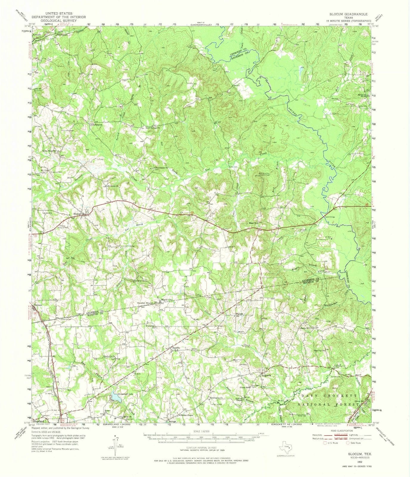1952 Slocum, TX - Texas - USGS Topographic Map