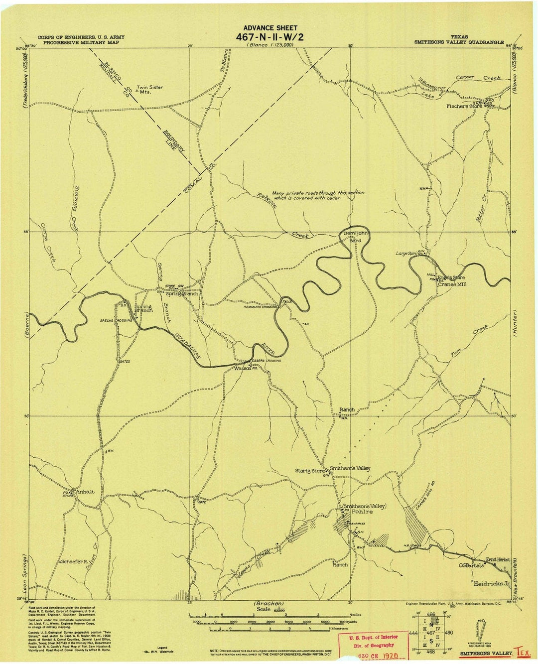 1920 Smithsons Valley, TX - Texas - USGS Topographic Map