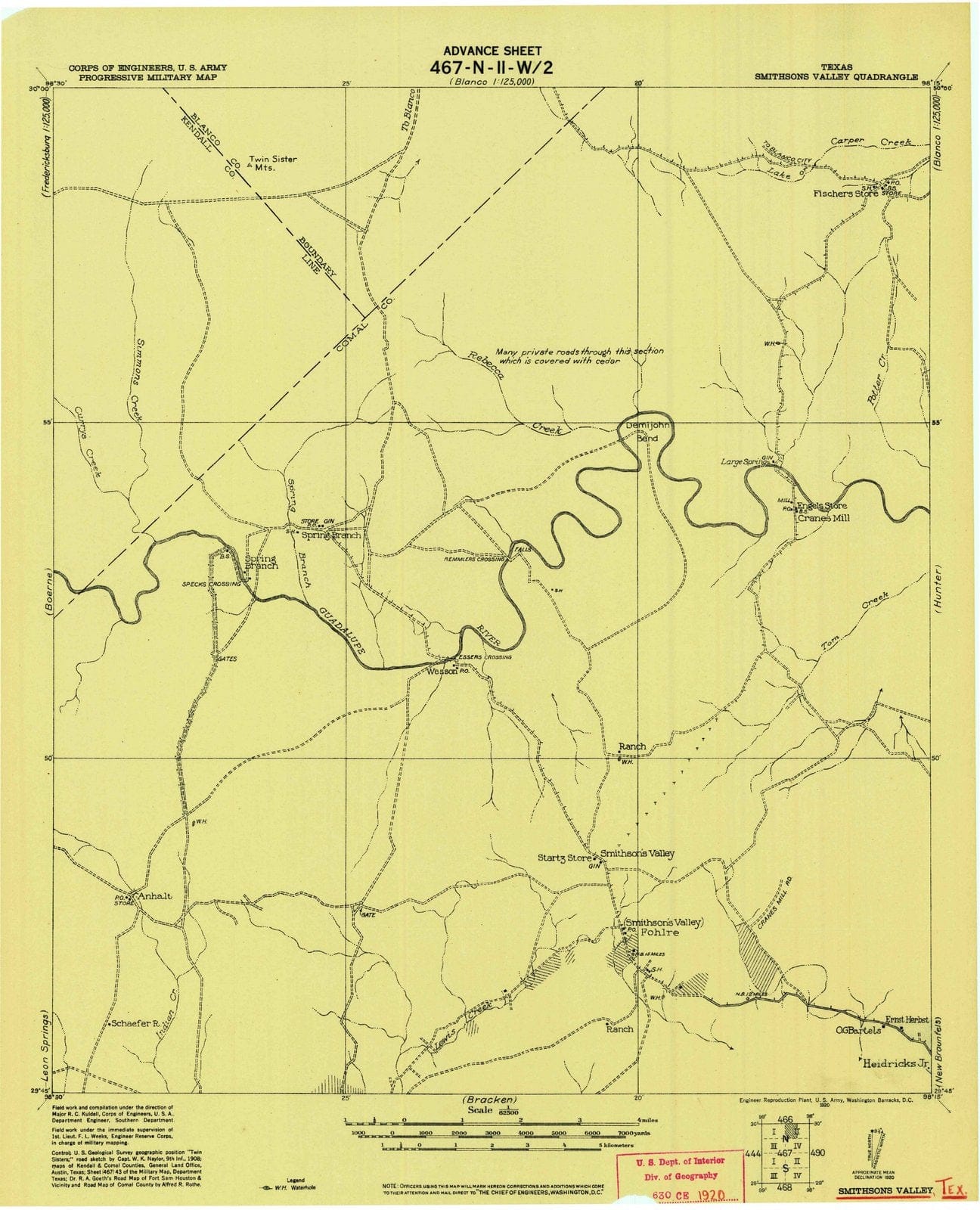 1920 Smithsons Valley, TX - Texas - USGS Topographic Map