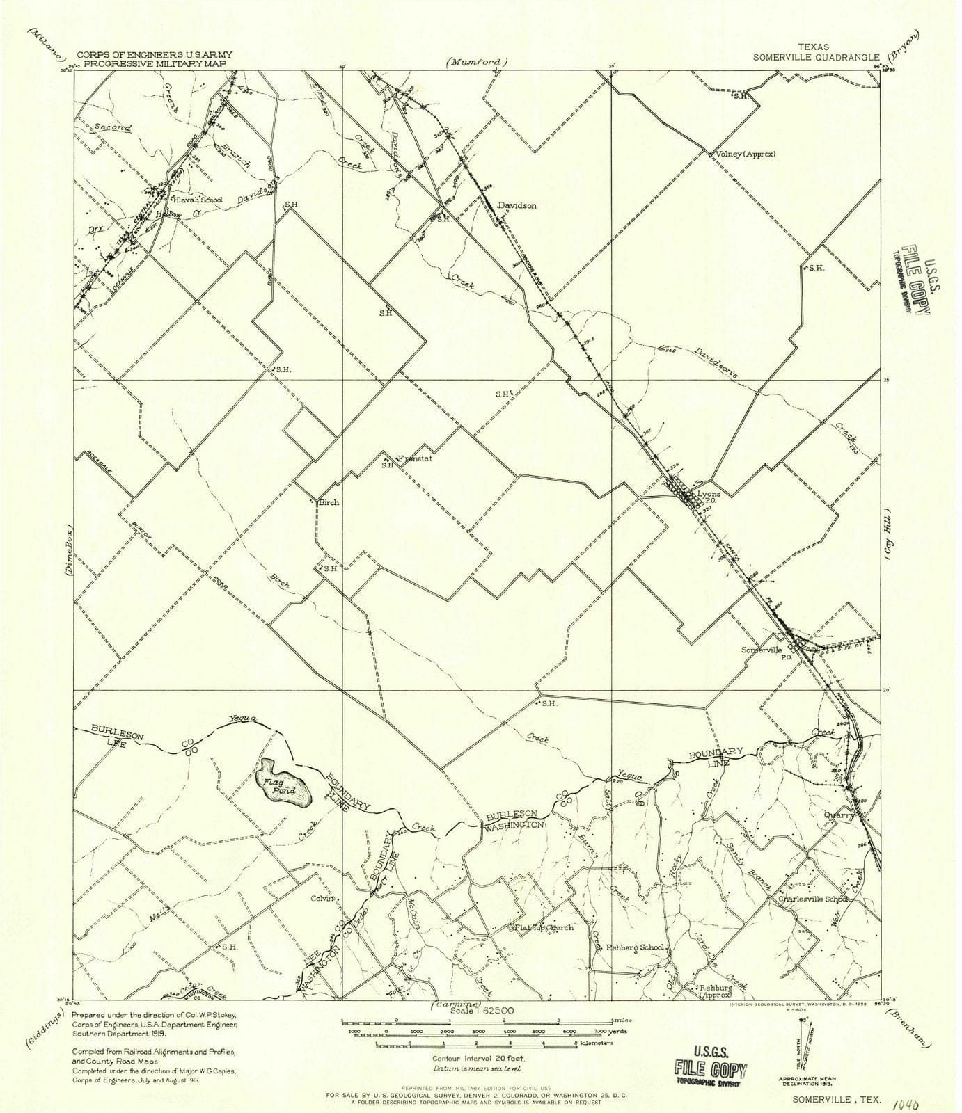 1956 Somerville, TX - Texas - USGS Topographic Map