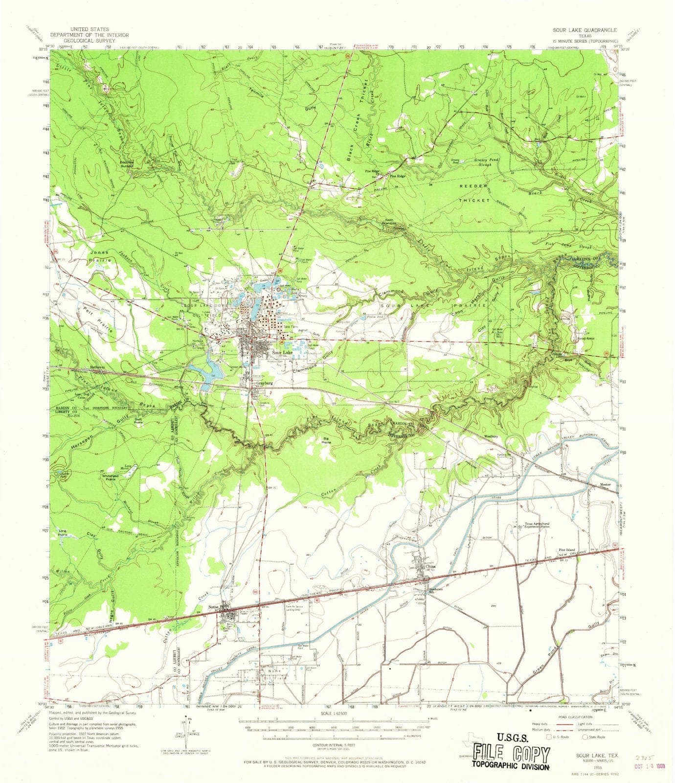 1955 Sour Lake, TX - Texas - USGS Topographic Map