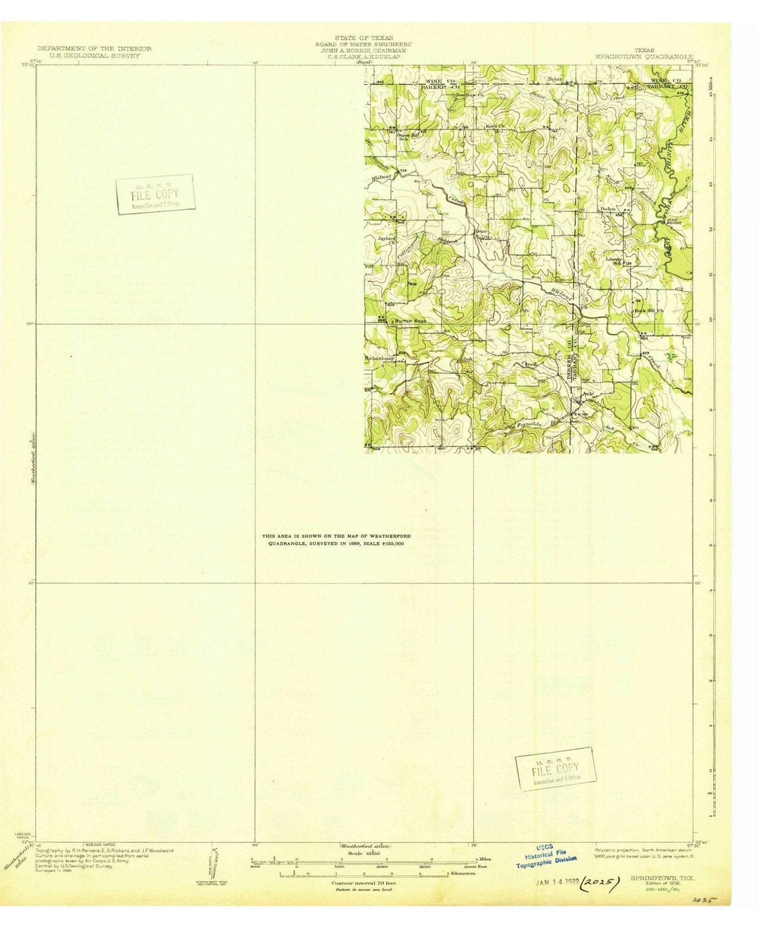 1932 Springtown, TX - Texas - USGS Topographic Map