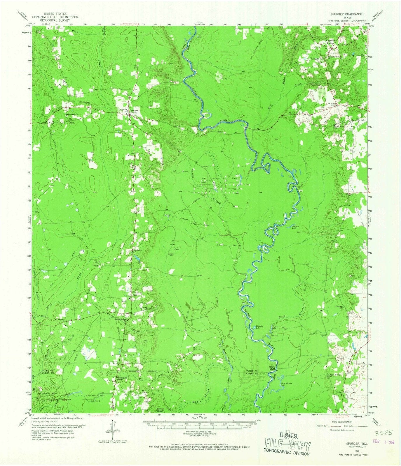 1958 Spurger, TX - Texas - USGS Topographic Map