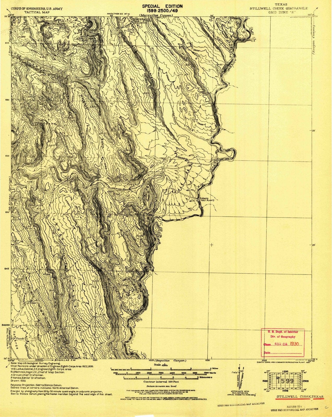 1930 Stillwell Creek, TX - Texas - USGS Topographic Map