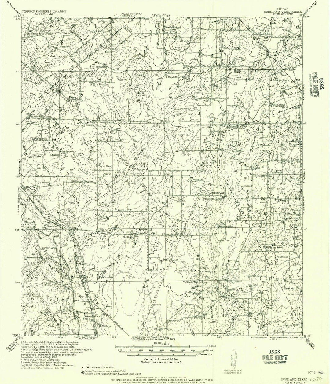 1956 Suniland, TX - Texas - USGS Topographic Map