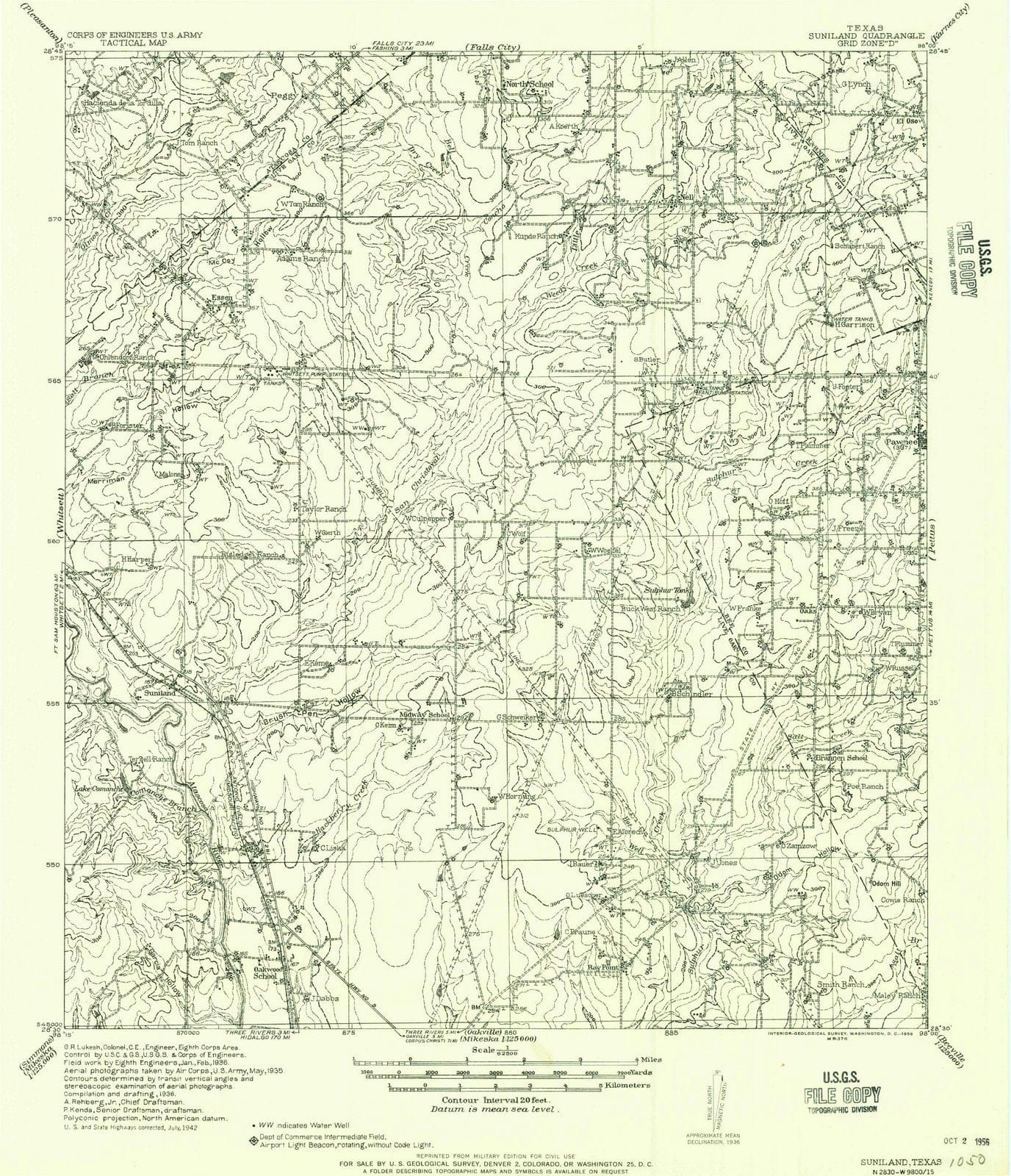 1956 Suniland, TX - Texas - USGS Topographic Map