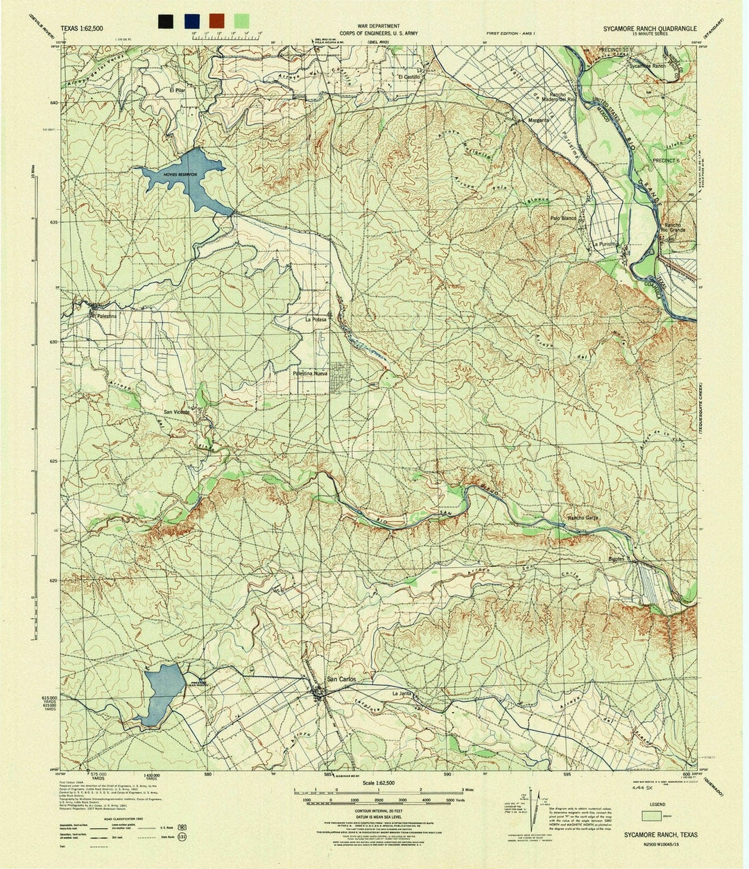 1944 Sycamore Ranch, TX - Texas - USGS Topographic Map