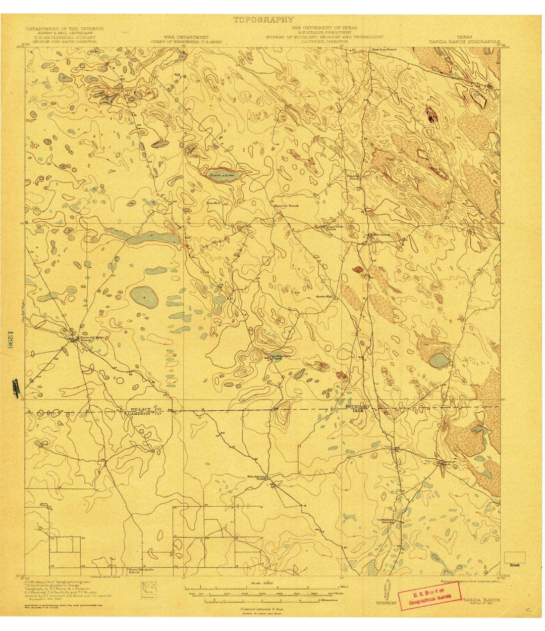 1921 Tarida Ranch, TX - Texas - USGS Topographic Map