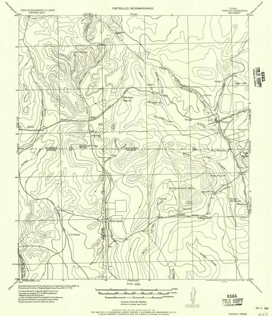 1956 Tarpley, TX - Texas - USGS Topographic Map