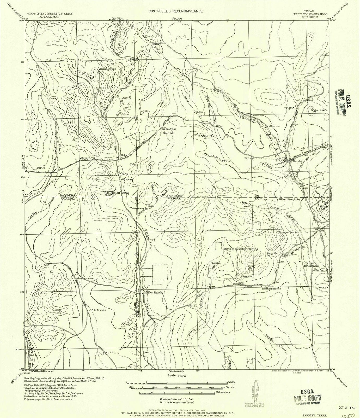 1956 Tarpley, TX - Texas - USGS Topographic Map