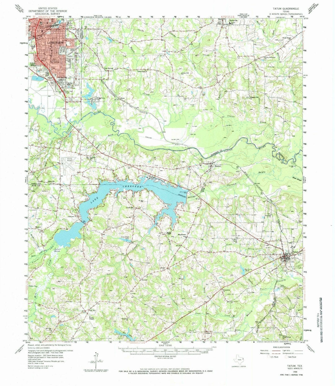 1958 Tatum, TX - Texas - USGS Topographic Map