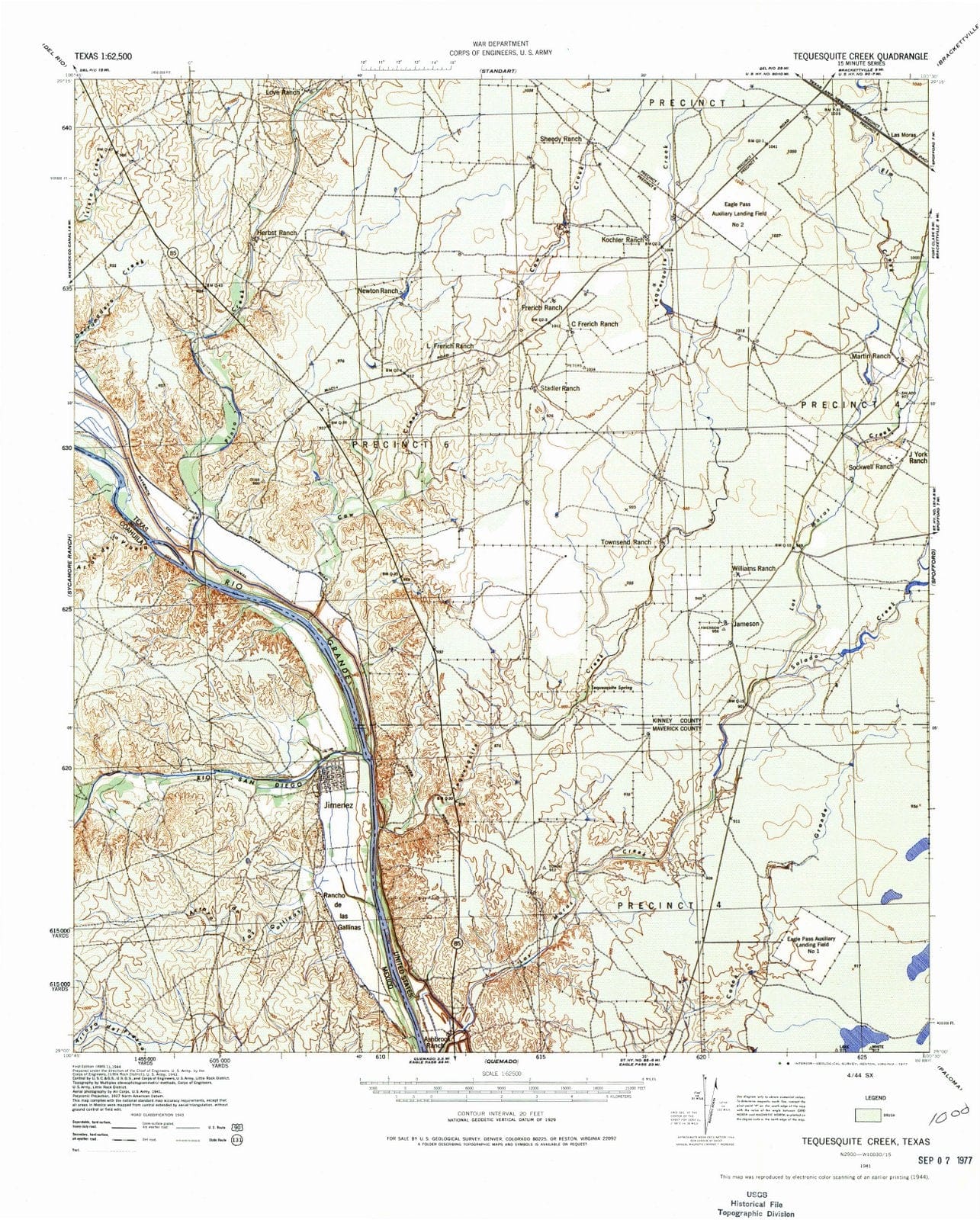 1941 Tequesquite Creek, TX - Texas - USGS Topographic Map